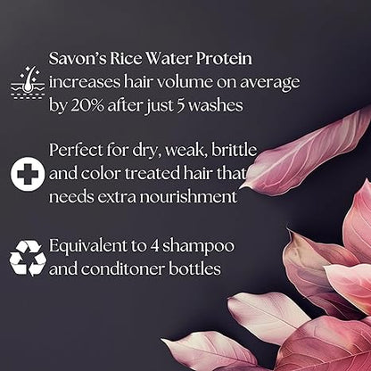 Premium Rice Water Shampoo and Conditioner Bars - Organic, Paraben-Free, for Hair Strengthening | USA | 2pc Set