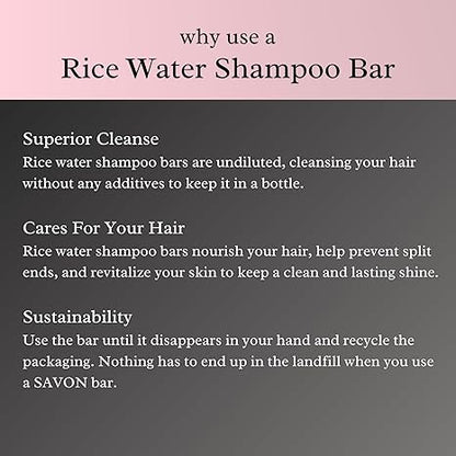 Premium Rice Water Shampoo and Conditioner Bars - Organic, Paraben-Free, for Hair Strengthening | USA | 2pc Set